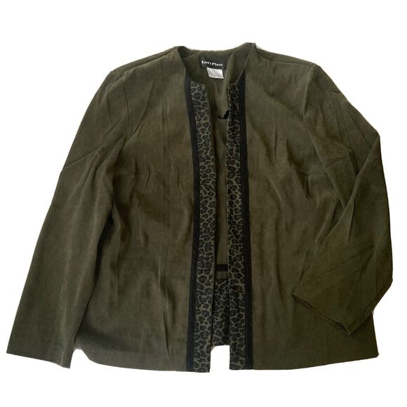 Kari’s Place Outfit Sz 18 Black Dress Pants Green Blouse Career Work Plus Size - Picture 10 of 16